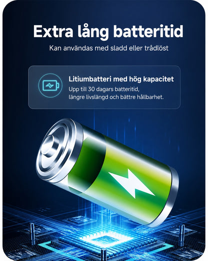 Extra lång batteritid med litiumbatteri